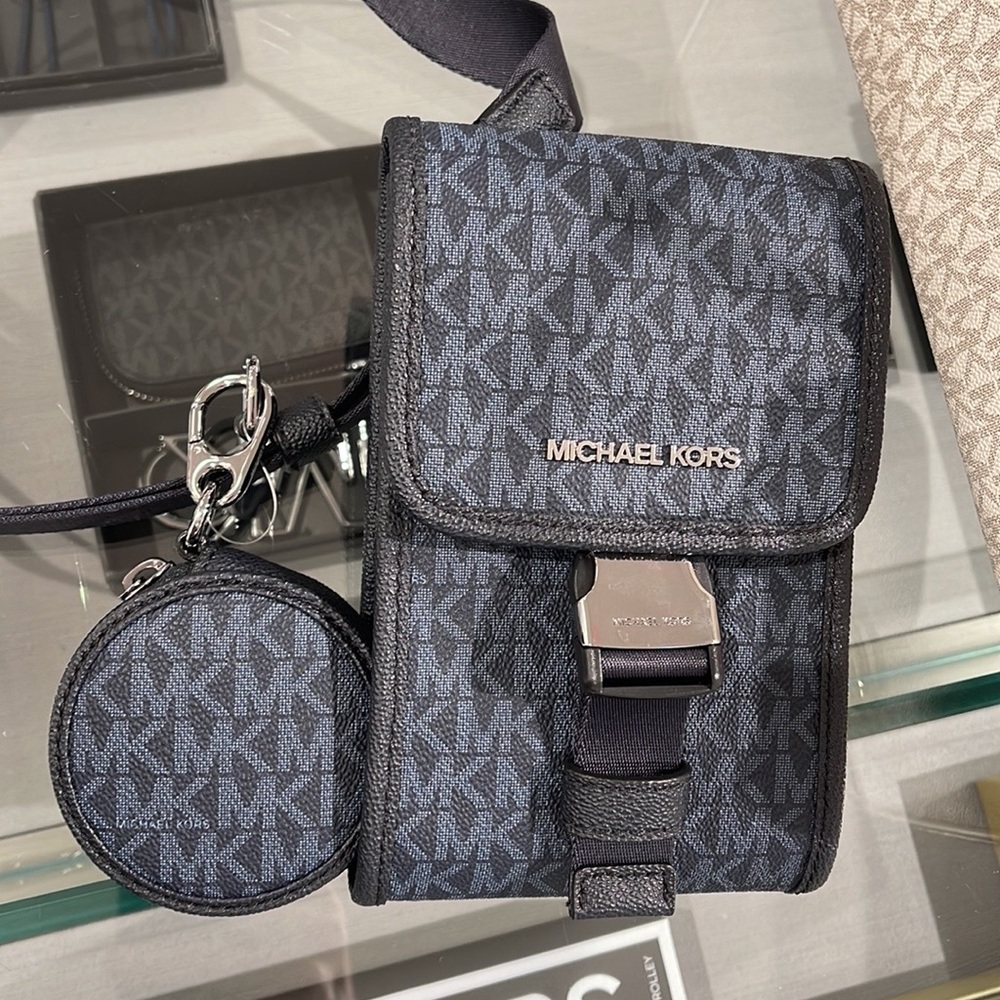 Michael Kors Cooper Slim Phone Crossbody Bag Coin Pouch MK Logo ADMRL/PLBLUE
NWT - Picture 10 of 16